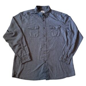 Ascend Turbulence Button Front Shirt Men's‎ XL Herringbone Long Sleeve Blue Grey